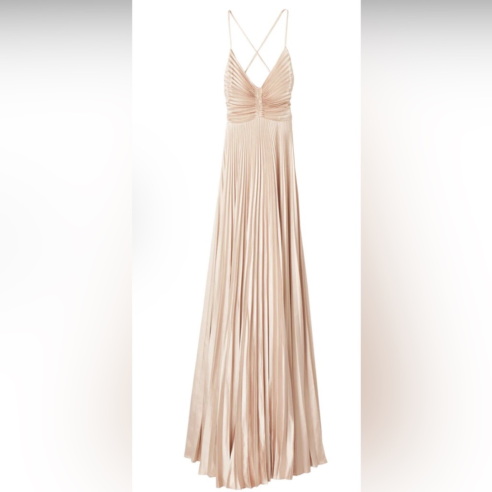 ALC Aries Satin Pleated Dress Color Cala Cream A steal!